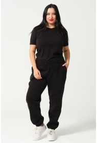 21629BB BÜYÜK BEDEN KADIN 3 İP PENYE KOMPAKT ŞARDONLU CEPLİ PAÇASI LAST EŞOFMAN PANTOLON 