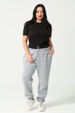 21629BB BÜYÜK BEDEN KADIN 3 İP PENYE KOMPAKT ŞARDONLU CEPLİ PAÇASI LAST EŞOFMAN PANTOLON 