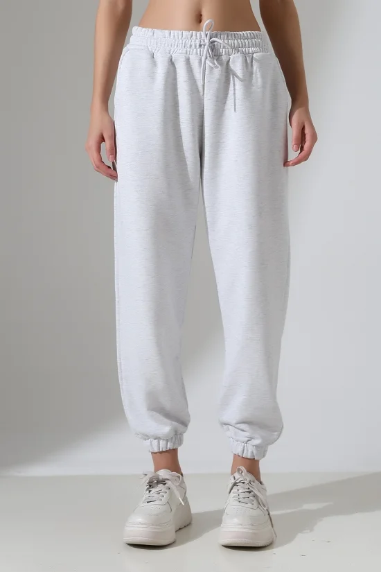 22169 KADIN DİAGONEL ŞARDONSUZ 3 İP PENYE KOMPAKT PAÇASI LASTİKLİ EŞOFMAN PANTOLON 