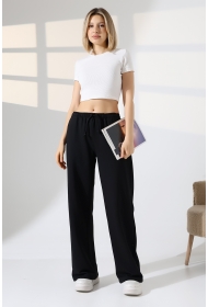 22182 KADIN DİAGONEL ŞARDONSUZ 3 İP PENYE KOMPAKT İNCE KEMERLASTİKLİ PALAZZO PAÇASI AÇIK EŞOFMAN PANTOLON 