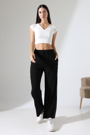 22291 KADIN DOUBLEFACE YUMUŞAK DOKU YANLARI ARABİYELİ PAÇASI AÇIK EŞOFMAN PANTOLON 