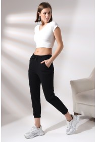 21304  KADIN CEPLİ ÖNÜ ÇIMALI PAÇASI LAST.GENİŞ 2 İP PANTOLON 
