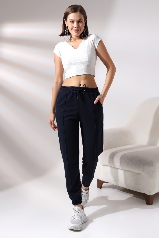 21304  BAYAN CEPLİ ÖNÜ ÇIMALI PAÇASI LAST.GENİŞ 2 İP PANTOLON 