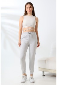 21633 KADIN FULL LYC PENYE KOMPAKT 2 İPLİK CEPLİ PAÇASI LAST. EŞOFMAN PANTOLON 