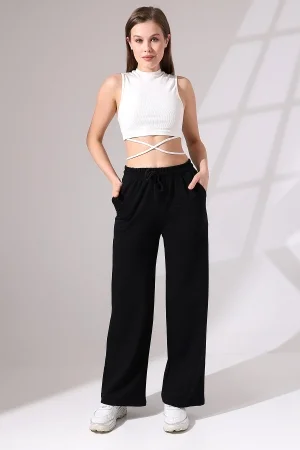 21655 KADIN FULL LYC PENYE KOMPAKT 2 İPLİK CEPLİGENİŞ  PAÇASI AÇIK PANTOLON 