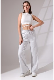 21655 KADIN FULL LYC PENYE KOMPAKT 2 İPLİK CEPLİGENİŞ  PAÇASI AÇIK PANTOLON 