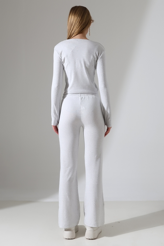 22133 KADIN PARMAK GEÇMELİ UZUN KOL TSHIRT VE ALT PANTOLON FULL LYC RİBANA TAKIM 