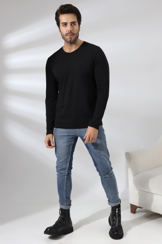 19647 ERKEK REGULAR FİT UZUN KOL V YAKA TSHIRT 19647 ERKEK REGULAR FİT UZUN KOL V YAKA TSHIRT