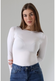 21941 KADIN FULL LYC MİKRO BİSİKLET YAKA UZUN KOL  ALTI KÜLOTLU VE ÇITÇITLI TSHIRT 