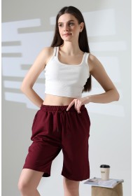 21823 KADIN LYC PENYE KOMPAKT 2 İPLİK CEPLİ UZUN ŞORT 