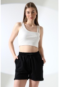 21822 KADIN LYC PENYE KOMPAKT 2 İPLİK CEPLİ PAÇASI KATLAMALI ŞORT 