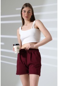 21822 KADIN LYC PENYE KOMPAKT 2 İPLİK CEPLİ PAÇASI KATLAMALI ŞORT 