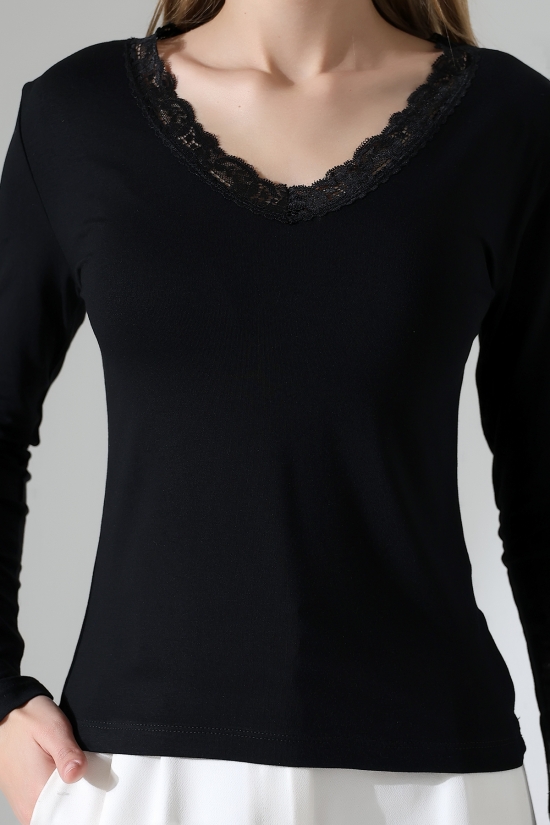 22144 KADIN V YAKASI DANTELLİ FULL LYC VORTVİSK UZUN KOL BLUZ 22144 KADIN V YAKASI DANTELLİ FULL LYC VORTVİSK UZUN KOL BLUZ