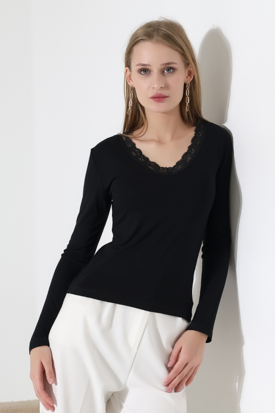 22144 KADIN V YAKASI DANTELLİ FULL LYC VORTVİSK UZUN KOL BLUZ 22144 KADIN V YAKASI DANTELLİ FULL LYC VORTVİSK UZUN KOL BLUZ