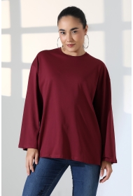 22139 KADIN UZUN KOLAĞZI GENİŞ SALAŞ OVERSİZE PAMUKLU BLUZ 