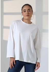 22139 KADIN UZUN KOLAĞZI GENİŞ SALAŞ OVERSİZE PAMUKLU BLUZ 