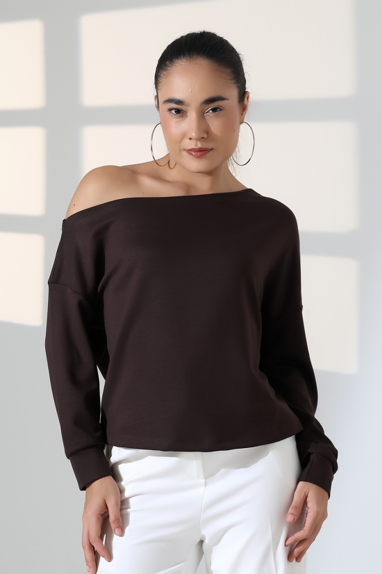 22185 KADIN KAYIK YAKA OMUZ DÜŞÜMLÜ DOUBLEFACE YUMUŞAK DOKULU UZUN KOL SWET-BLUZ 22185 KADIN KAYIK YAKA OMUZ DÜŞÜMLÜ DOUBLEFACE YUMUŞAK DOKULU UZUN KOL SWET-BLUZ