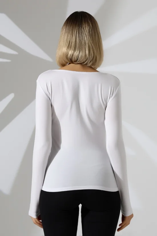 22132  KADIN  TULUM V YAKA FULL LYC VORTVİSK  UZUN KOL   BLUZ 