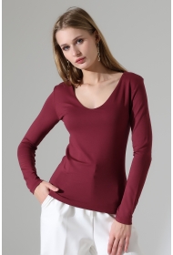 22132 KADIN TULUM V YAKA FULL LYC VORTVİSK UZUN KOL BLUZ 