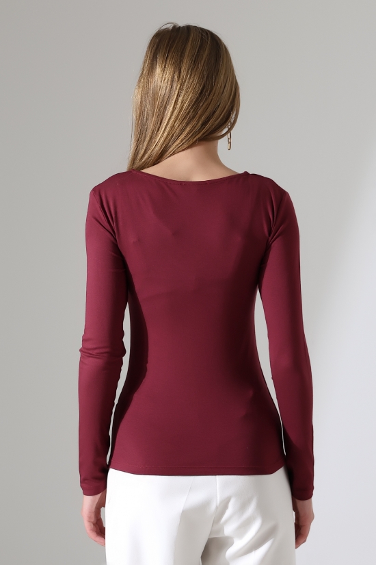 22132 KADIN TULUM V YAKA FULL LYC VORTVİSK UZUN KOL BLUZ 