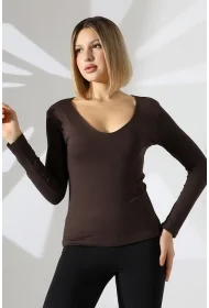 22132 KADIN TULUM V YAKA FULL LYC VORTVİSK UZUN KOL BLUZ 