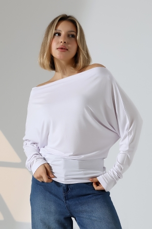 22153 KADIN OMUZ DÜŞÜMLU ASMTRK UZUN KOLU BEDENDE VE PARÇALI BLUZ 22153 KADIN OMUZ DÜŞÜMLU ASMTRK UZUN KOLU BEDENDE VE PARÇALI BLUZ