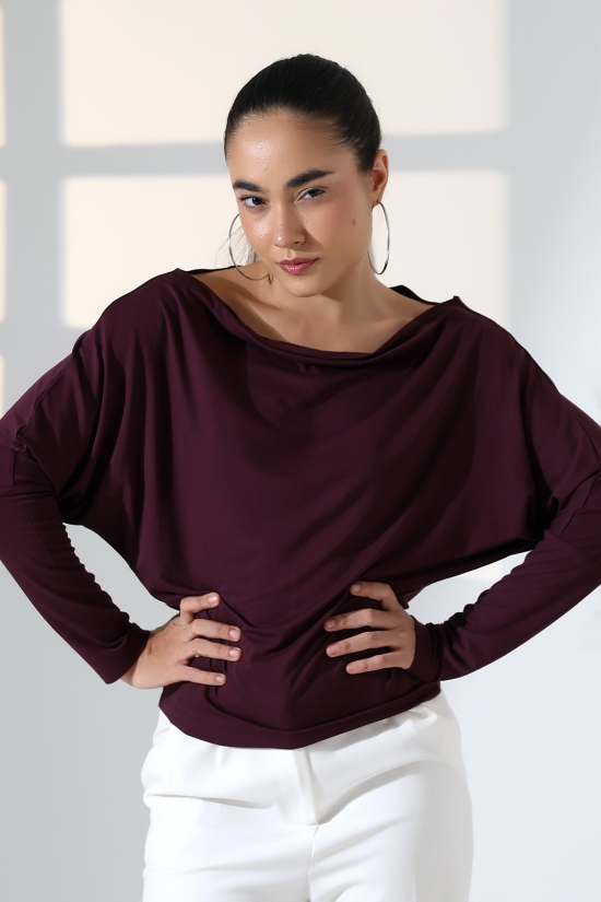 22153 KADIN OMUZ DÜŞÜMLU ASMTRK UZUN KOLU BEDENDE VE PARÇALI BLUZ 22153 KADIN OMUZ DÜŞÜMLU ASMTRK UZUN KOLU BEDENDE VE PARÇALI BLUZ