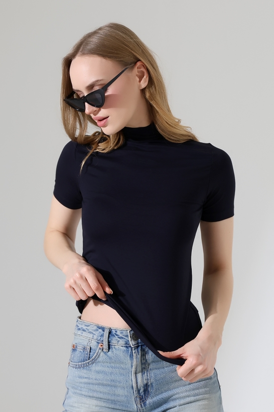 22192 KADIN YARIM BALIKÇI DİKYAKA KISA KOL FULL LYC VSK TSHIRT 
