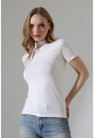 22192 KADIN YARIM BALIKÇI DİKYAKA KISA KOL FULL LYC VSK TSHIRT 