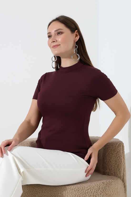 22192 KADIN YARIM BALIKÇI DİKYAKA KISA KOL FULL LYC VSK TSHIRT 