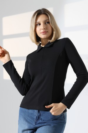 22113  KADIN GÖMLEK YAKA UZUN KOL GİZLİ FERMUARLI  FULL LYC RİBANA YANLARI KUPLU PARÇALI ETEĞİ VOLANLI TSHIRT  22113  KADIN GÖMLEK YAKA UZUN KOL GİZLİ FERMUARLI  FULL LYC RİBANA YANLARI KUPLU PARÇALI ETEĞİ VOLANLI TSHIRT