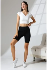 21838 KADIN DALGIÇ FULL LYC YÜKSEK BEL KARYOKALI GENİŞ BANT SPOR ŞORT TAYT 