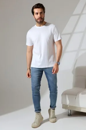 21751  ERKEK BASİC COMFOFRT FİT  KISA KOL BİSİKLET YAKA PAMUKLU TSHIRT 