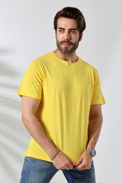 21751  ERKEK BASİC COMFOFRT FİT  KISA KOL BİSİKLET YAKA PAMUKLU TSHIRT 