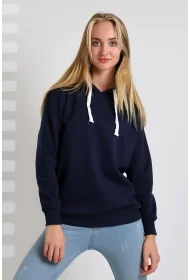 19491 KADIN DÜZ 2İP ŞARDONLU  KAPŞONLU SWETSHIRT
