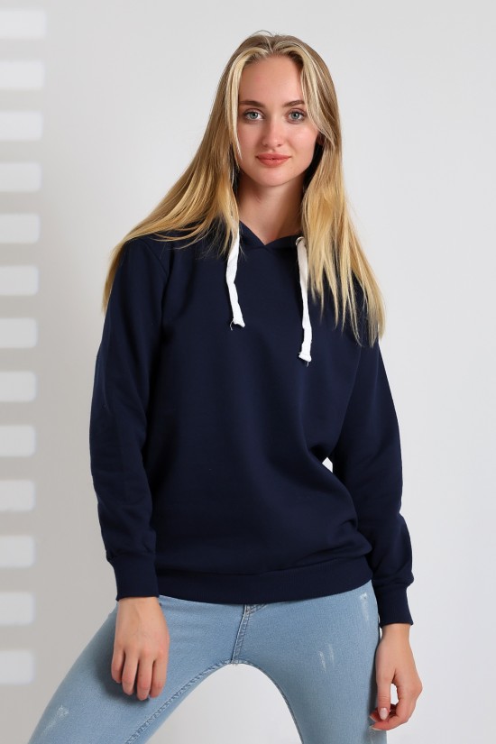 19491 BAYAN DÜZ 2İP ŞARDONLU  KAPŞONLU SWETSHIRT