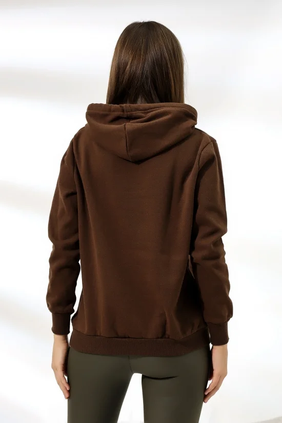 19491 BAYAN DÜZ 2İP ŞARDONLU  KAPŞONLU SWETSHIRT