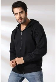 19195 ERKEK DÜZ 2İP ŞARD. KEMİK FERM. KAPŞONLU SWETSHIRT