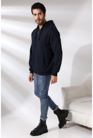 19195 ERKEK DÜZ 2İP ŞARD. KEMİK FERM. KAPŞONLU SWETSHIRT