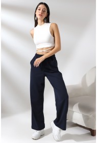 21566  KADIN CEPLİ SALAŞ GENİŞ DÖKÜMLÜ 2 İP PANTOLON 