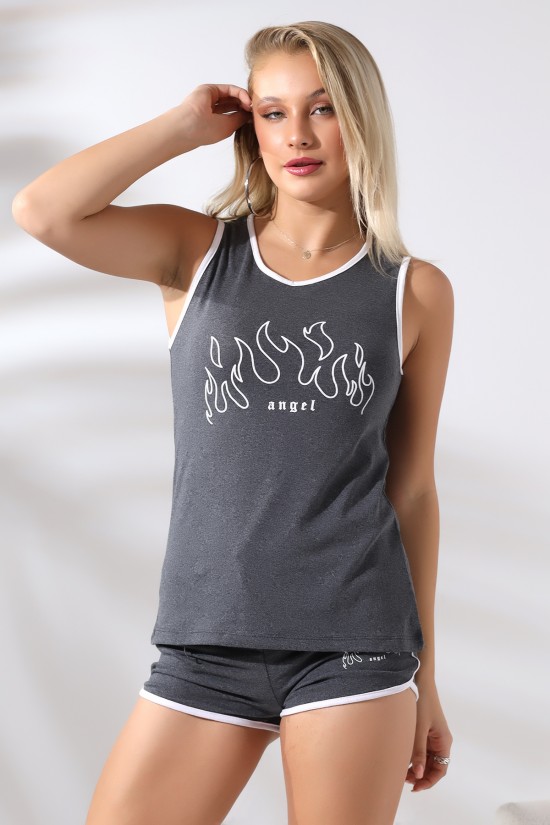 21081 ANGEL ATEŞ BASK.  BAYAN ALT ÜST ŞORT TAKIM 