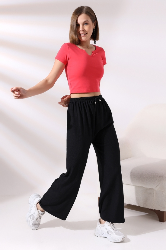 21106 BAYAN BÜRÜMCÜK GENİŞ SALAŞ KORDONLU PANTOLON 21106 BAYAN BÜRÜMCÜK GENİŞ SALAŞ KORDONLU PANTOLON