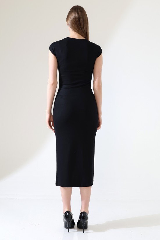 21898 KADIN FULL LYC VİSK.RİBANA KOLUBEDENDE UZUN ELBİSE  