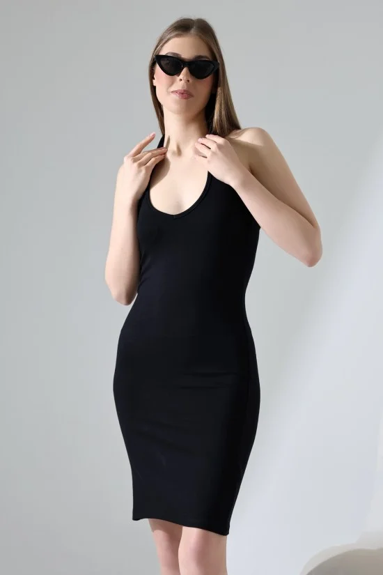 21924  KADIN FULL LYC VİSK.RİBANA BOYDAN ASKILI KOLSUZ ELBİSE  