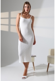 22069 KADIN JAKARLI VİYANA İP ASKILI ASKI AYARLI UZUN ELBİSE  